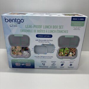 New Bentgo Chill XL 5 Cup Lunch‎ Box Set Ice Pack 3/4 Compartment 8B03WB Green